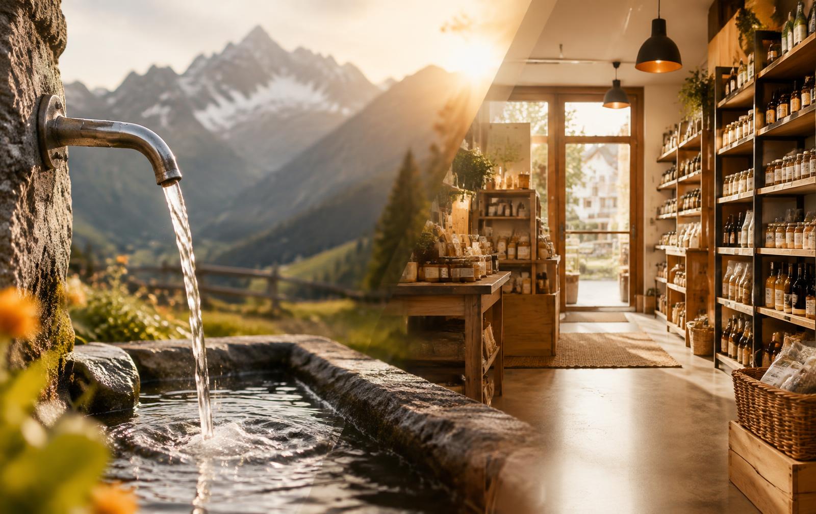Brunnen in den Bergen und ein Geschäftslokal – die Branchen von Persentic